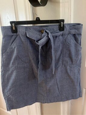 Talbots Chambray Tie-Waist Mini Skirt in Light Blue